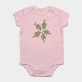 FEEDING TIME Tropical Striped Fish Undersea Ocean Coral Reef Sea Life in Purple Blush Green - UnBlink Studio by Jackie Tahara Baby Bodysuit